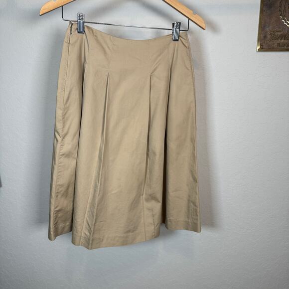 Women's‎ Banana Republic Tan Pleated with Pockets Knee Length Skirt Size 0 - Picture 8 of 9